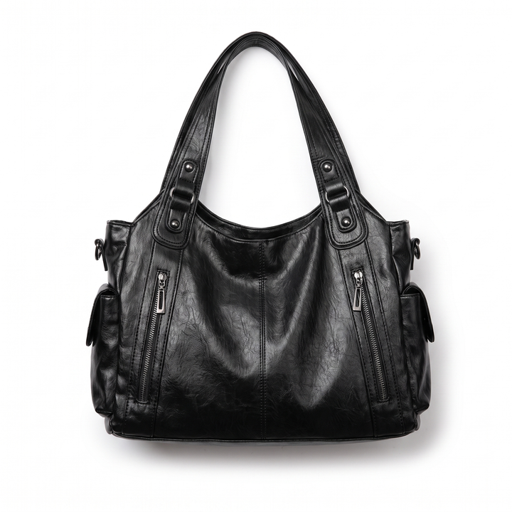 Sunoire vienne black slouchy shoulder bag 01 front