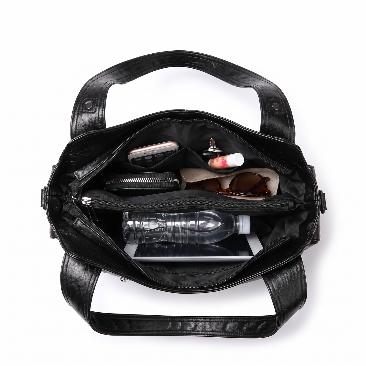 Slouchy Faux Leather Shoulder Bag, interior