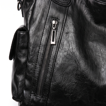 Slouchy Faux Leather Shoulder Bag, hardware close-up