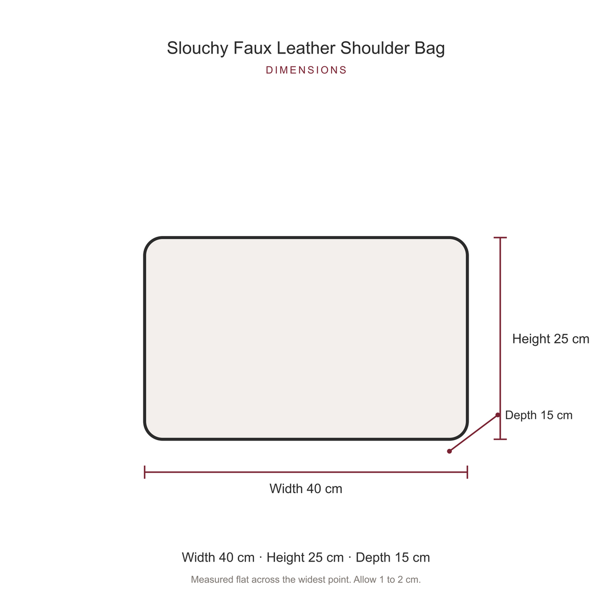 Slouchy Faux Leather Shoulder Bag, dimensions