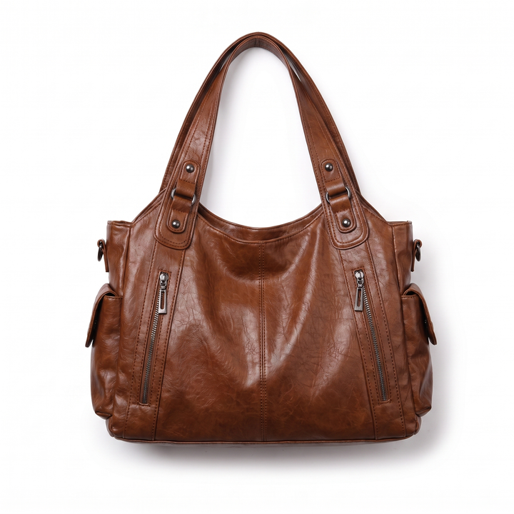 Slouchy Faux Leather Shoulder Bag – Black Everyday Casual Hobo Bag