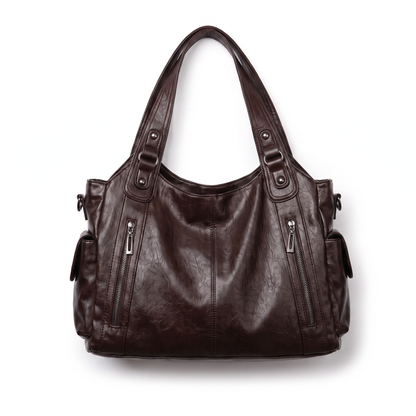 Slouchy Faux Leather Shoulder Bag – Black Everyday Casual Hobo Bag