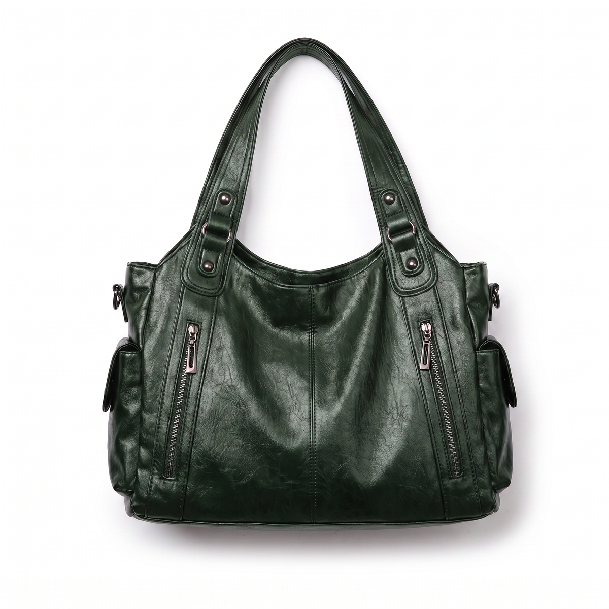 Slouchy Faux Leather Shoulder Bag – Black Everyday Casual Hobo Bag
