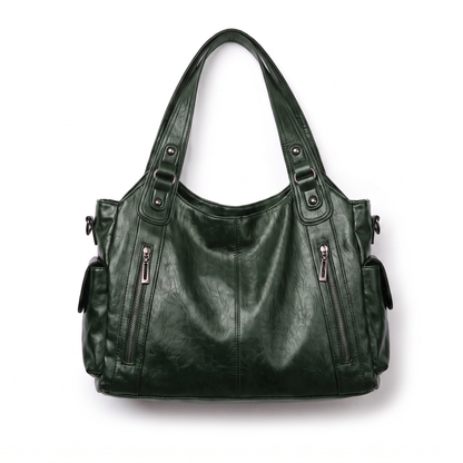 Slouchy Faux Leather Shoulder Bag – Black Everyday Casual Hobo Bag