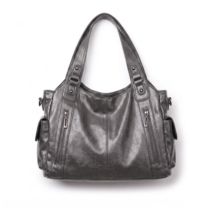 Slouchy Faux Leather Shoulder Bag – Black Everyday Casual Hobo Bag
