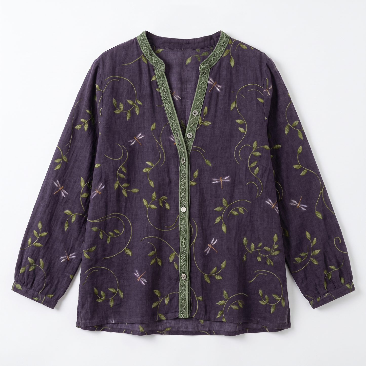 Sunoire wena womens linen long sleeve button down blouse garment flatlay 01