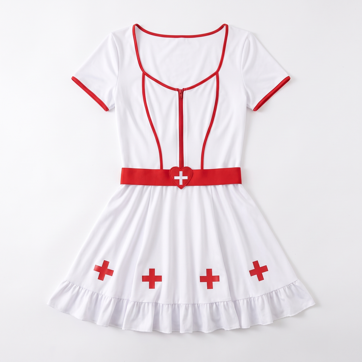 Sunoire white zip front mini dress set garment flatlay 01