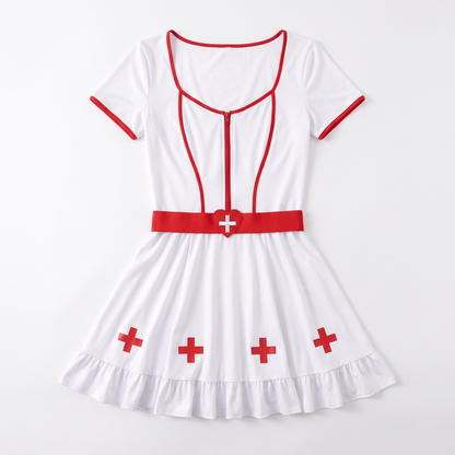 Sunoire white zip front mini dress set garment flatlay 01