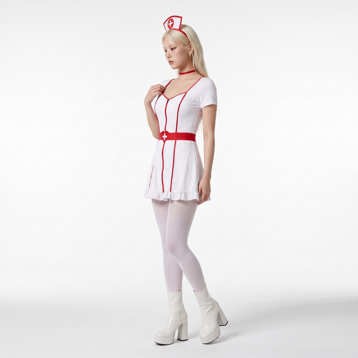 Sunoire white zip front mini dress set three quarter 01