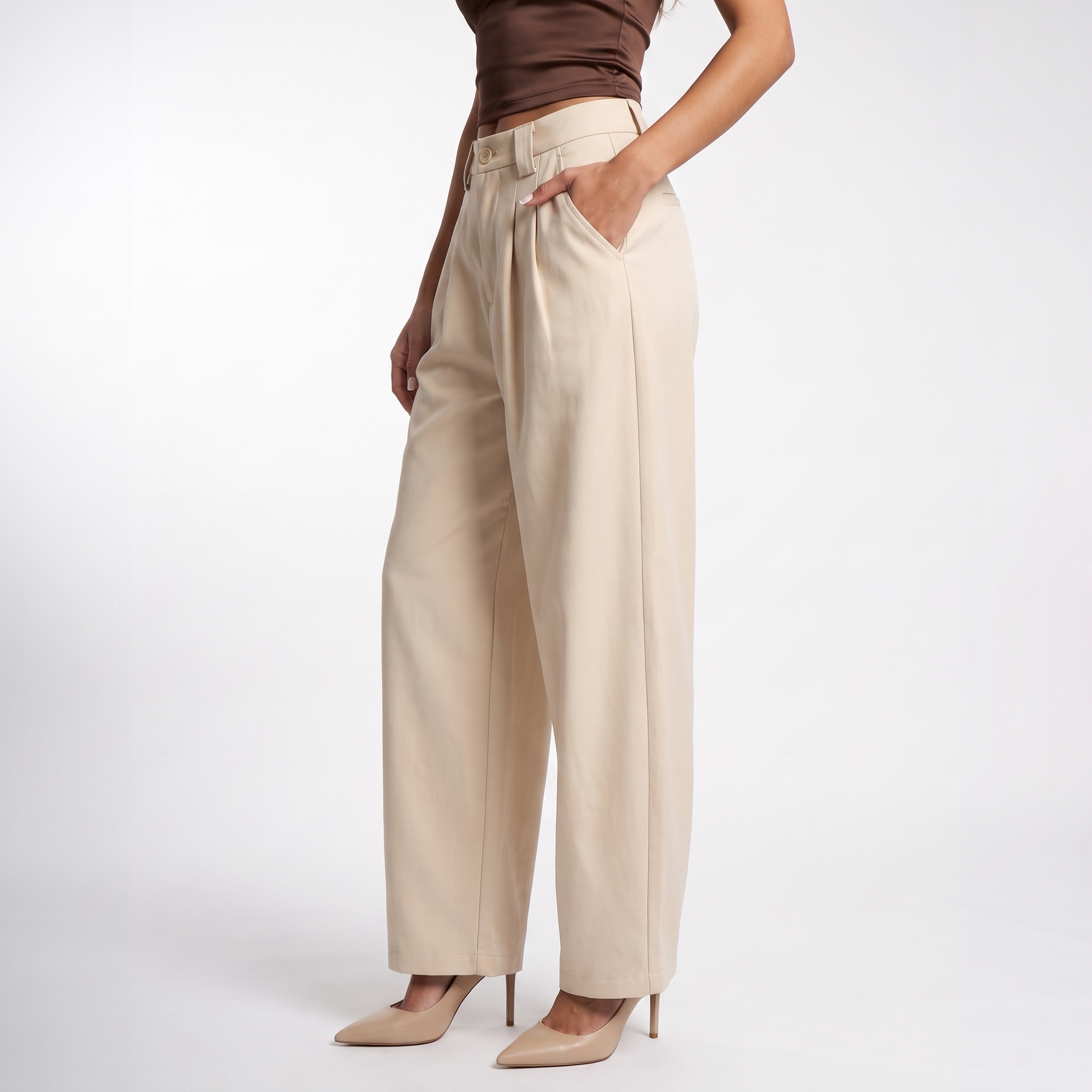 Sunoire wide leg trousers for women and girls new spring and autumn style loose and casual slimming straight leg trousers pants bottom crop 3q 01