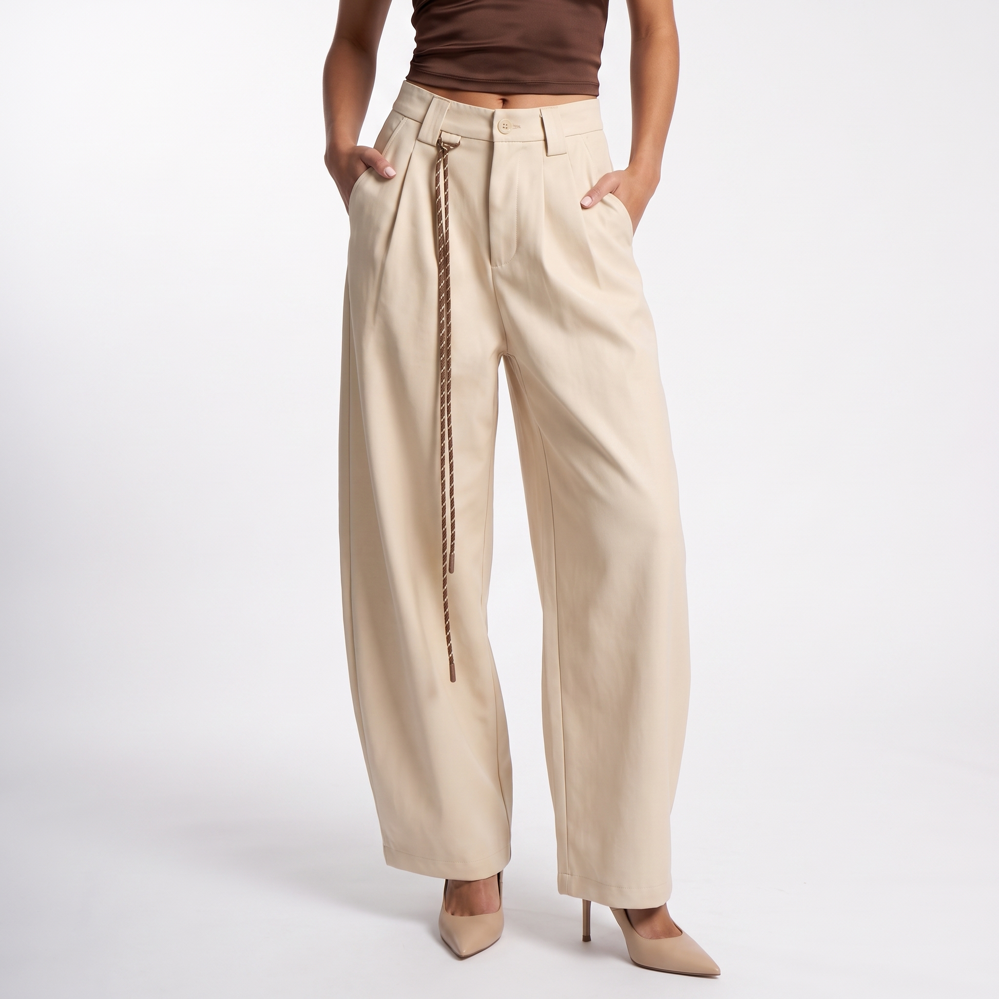 Sunoire wide leg trousers for women and girls new spring and autumn style loose and casual slimming straight leg trousers pants bottom front crop 01