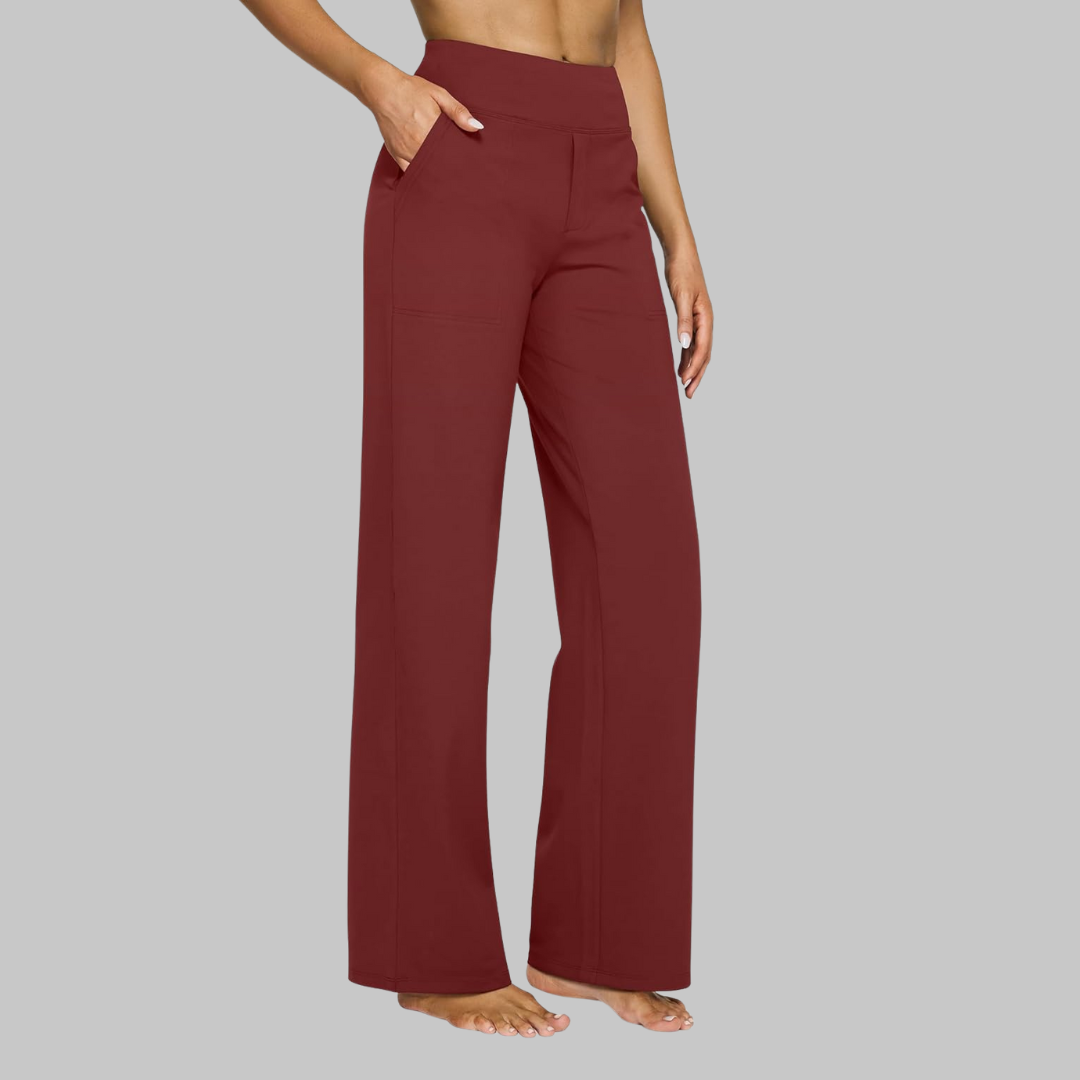 Phoebe | Wide-Leg Yoga Trousers Polyester High-Waist for Women in Red