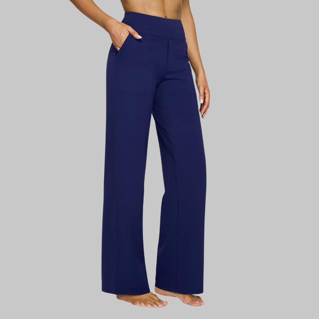 Phoebe | Wide-Leg Yoga Trousers Polyester High-Waist for Women in Blue