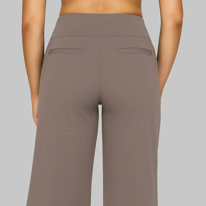 Phoebe | Wide-Leg Yoga Trousers Polyester High-Waist for Women in Taupe, another view