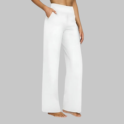 Phoebe | Wide-Leg Yoga Trousers Polyester High-Waist for Women in White