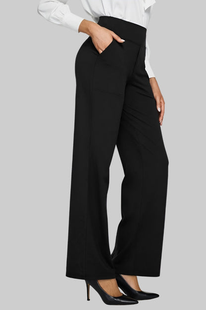 Phoebe | Wide-Leg Yoga Trousers Polyester High-Waist for Women in Black
