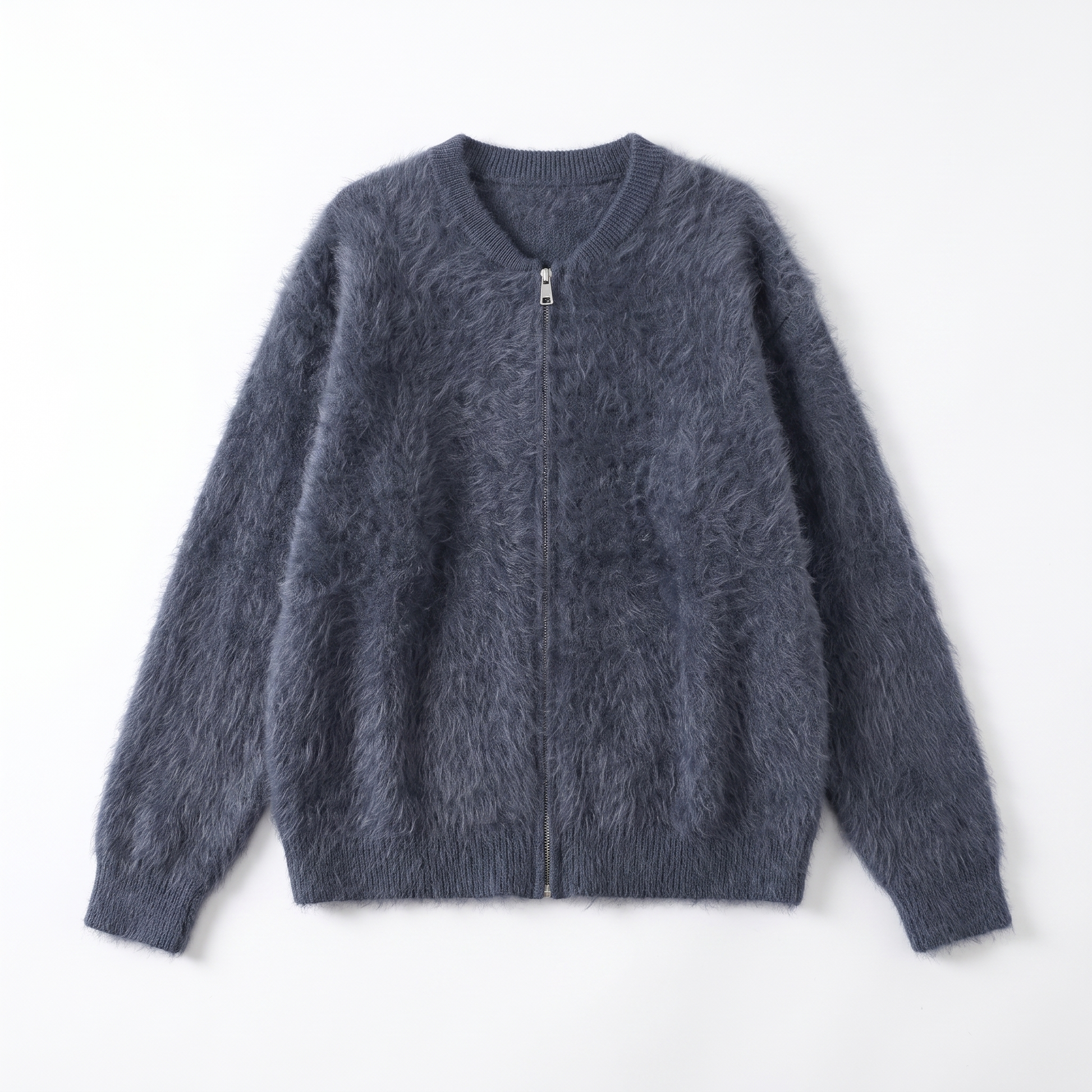 Sunoire winter 100 cashmere medium solid color full sleeve baseball zipper cardigan women s casual jacket garment flatlay 01
