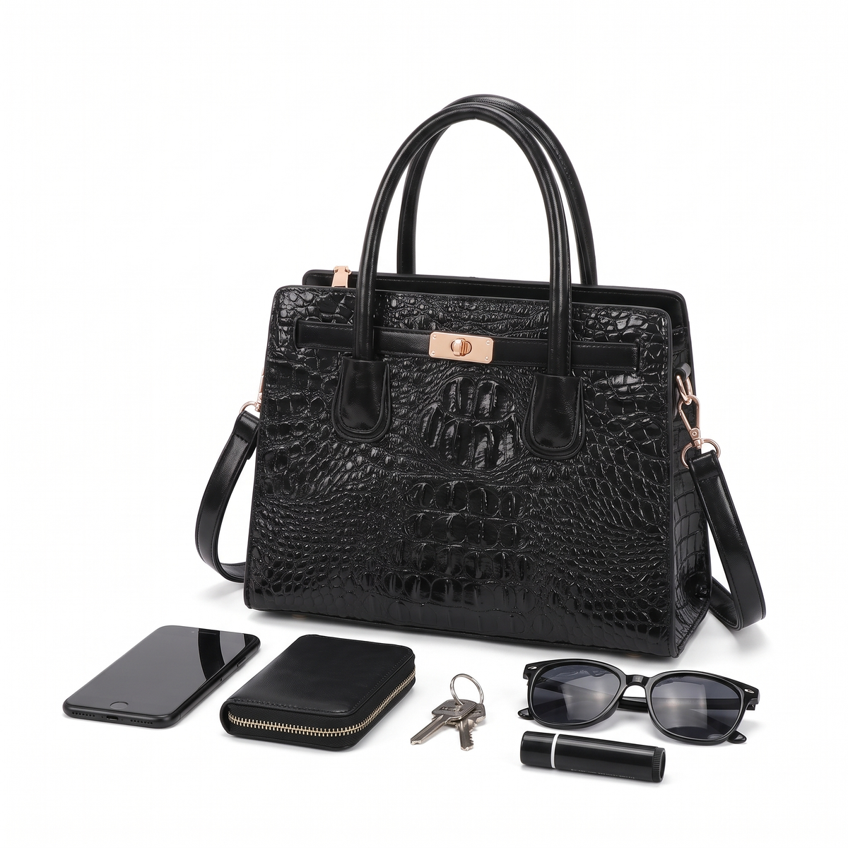 Women's 3 Piece Handbag and Purse Set, what fits inside