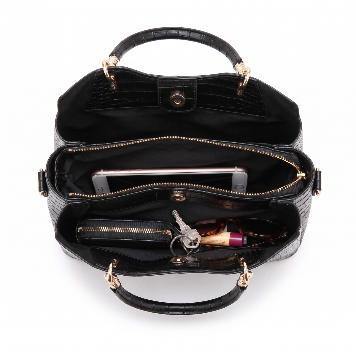 Women's 3 Piece Handbag and Purse Set, interior