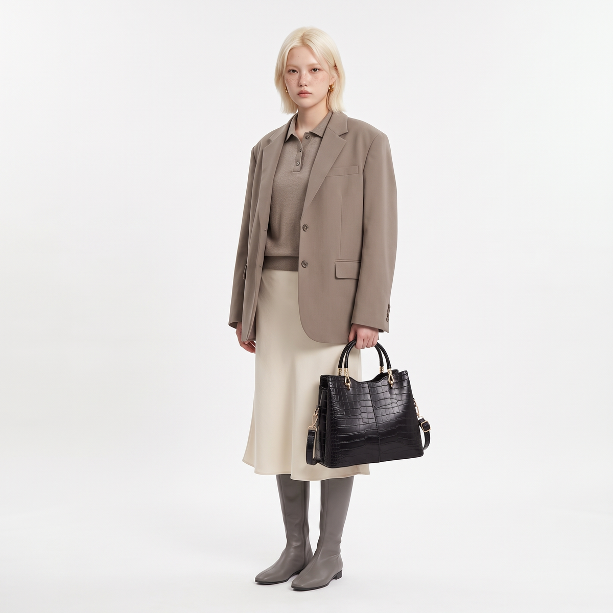 Women's 3 Piece Handbag and Purse Set, worn by a model
