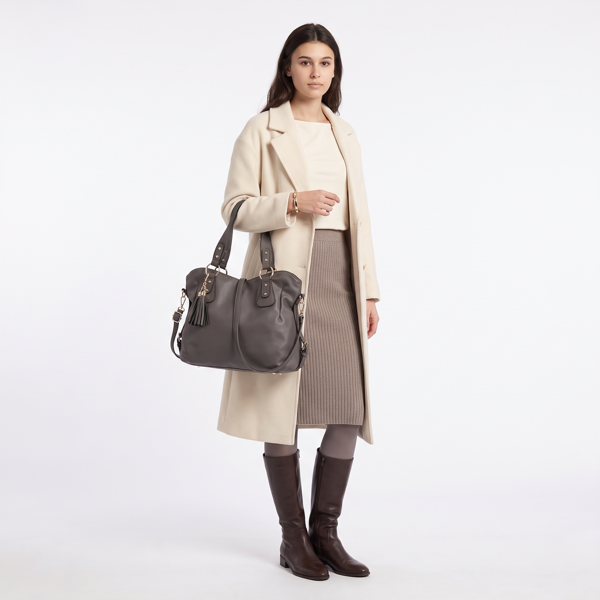 Women's 4 Piece Handbag and Purse Set, worn by a model