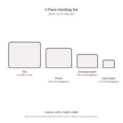 Women's 4 Piece Handbag and Purse Set, dimensions