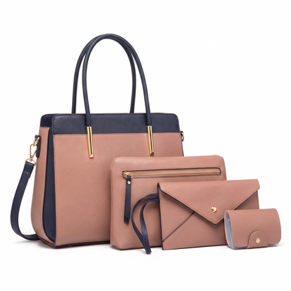 Women's 4 Piece Handbag and Purse Set, the whole set in Taupe