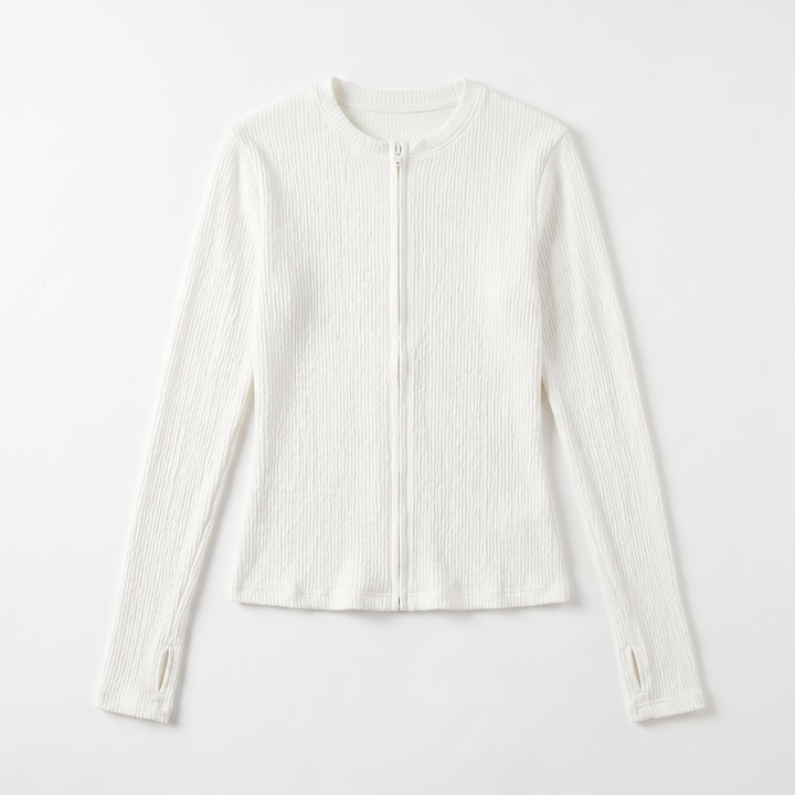 Sunoire women s autumn lightweight high elasticity texture knitted cardigan round neck long sleeved casual anti pilling sweater garment flatlay 01