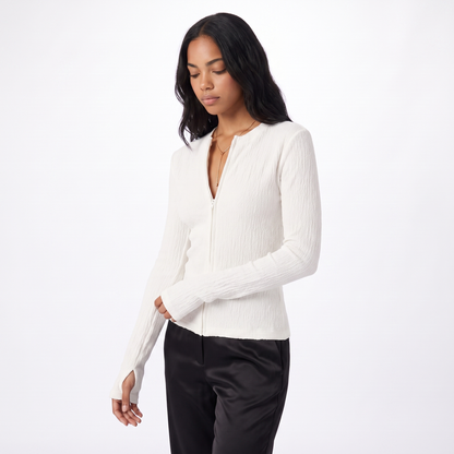 Sunoire women s autumn lightweight high elasticity texture knitted cardigan round neck long sleeved casual anti pilling sweater top crop 3q 01