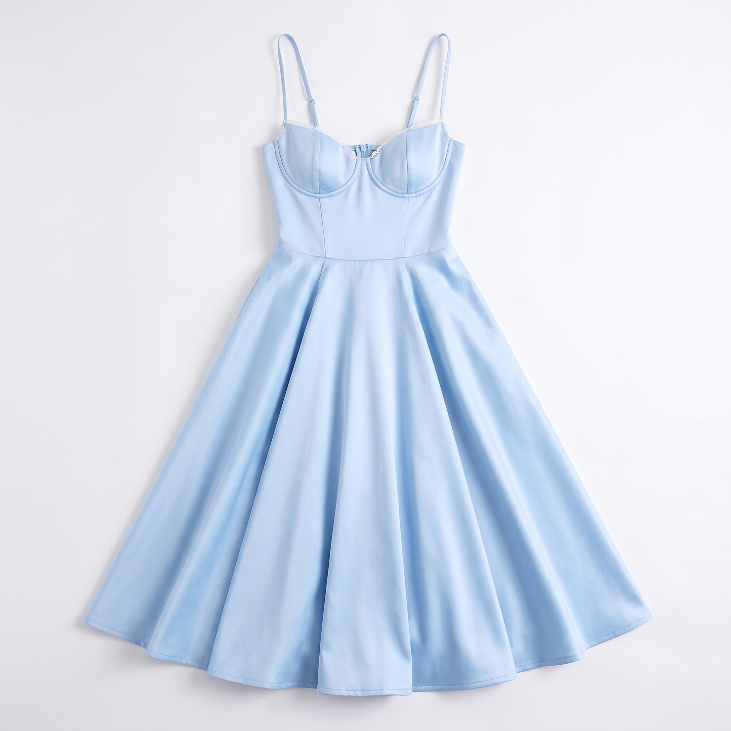 Sunoire women s casual spaghetti strap a line polyester print flowy midi dresses party evening gown backless elegant wedding guest dress garment flatlay 01