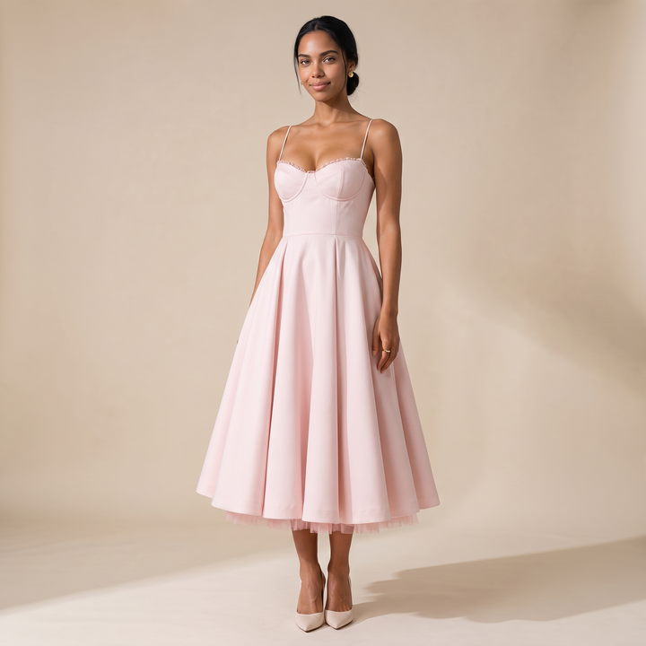 Sunoire women s corset midi dress with full skirt elegant occasion style front hero 01