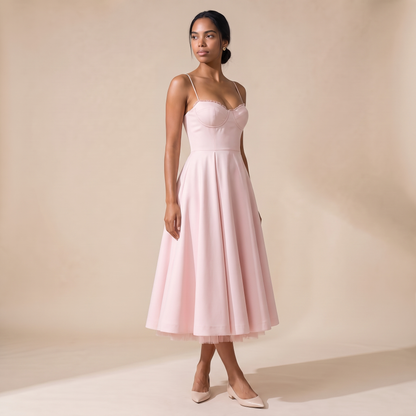 Sunoire women s corset midi dress with full skirt elegant occasion style three quarter 01