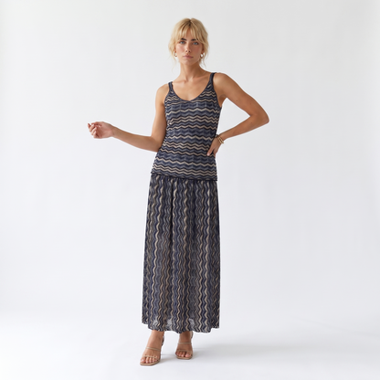 Sunoire women s daily leisure vacation sets hollow out v neck sleeveless spaghetti strap matching skirt knitting two piece set front hero 01