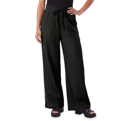 Sunoire mauve drawstring wide leg pants colorway black front crop 01