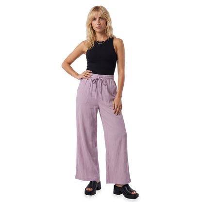 Sunoire mauve drawstring wide leg pants front hero 01
