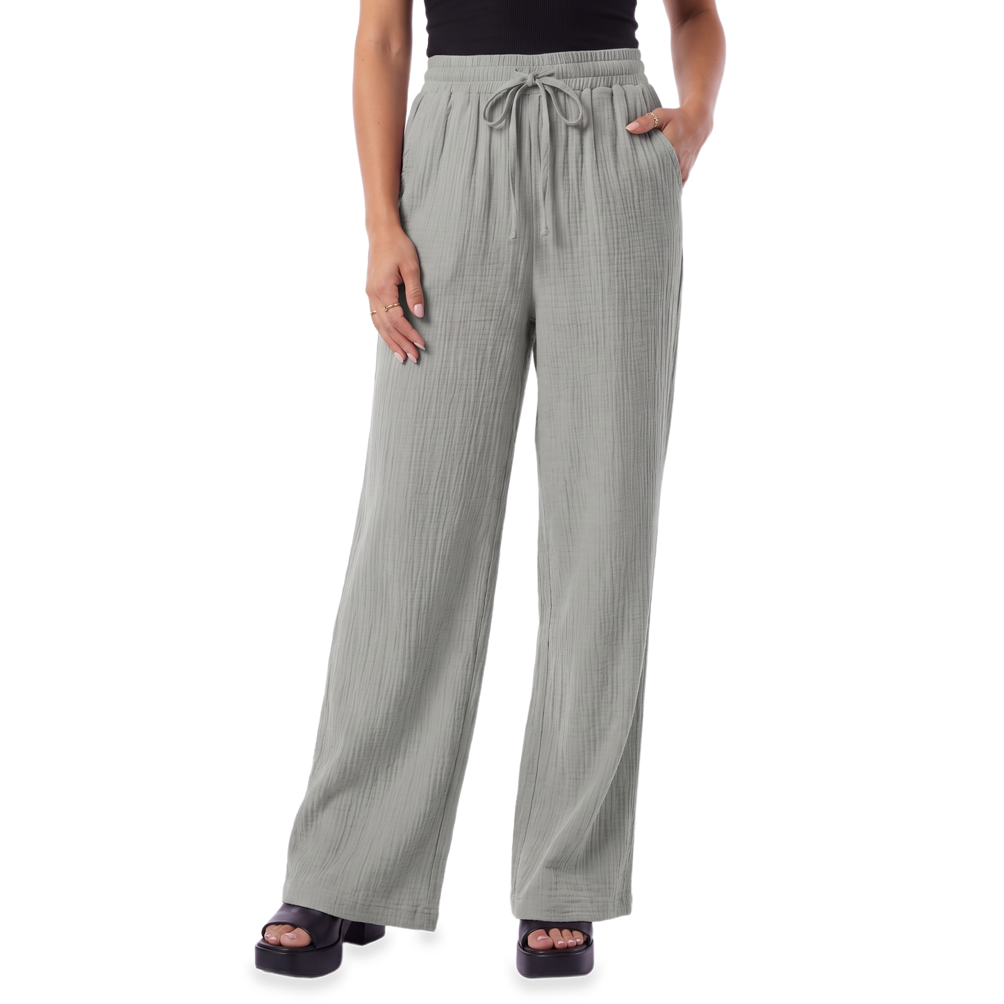 Sunoire mauve drawstring wide leg pants colorway light gray front crop 01