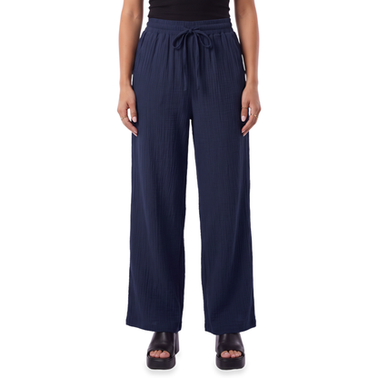 Sunoire mauve drawstring wide leg pants colorway navy blue front crop 01