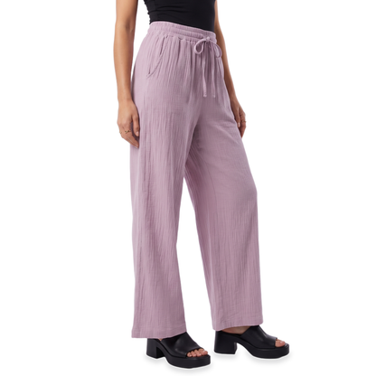 Sunoire mauve drawstring wide leg pants bottom crop 3q 01