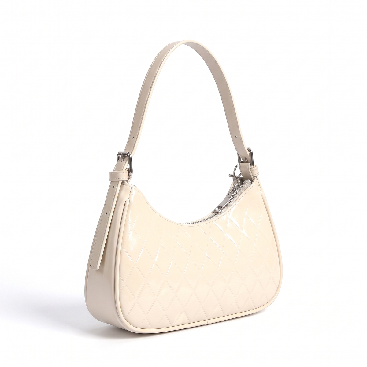 Women's Vegan Leather Crescent Shoulder Bag, three-quarter view