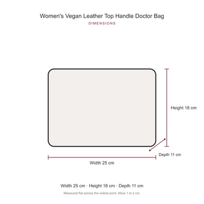Women's Vegan Leather Top Handle Doctor Bag, dimensions