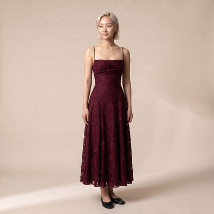 Sunoire women s floral maxi dress sculpted silhouette colorway burgundy front hero 01