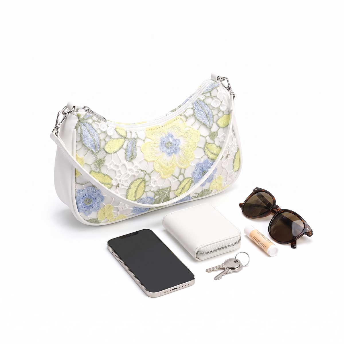 Women's Floral Print Shoulder Bag, what fits inside