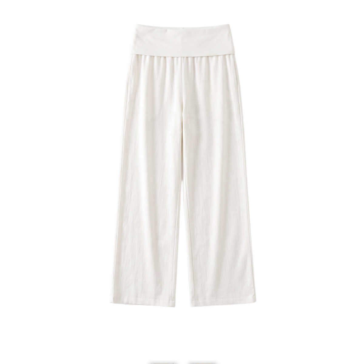 Women's Foldover Low Rise Wide Leg Trousers – White Everyday Casual Pants