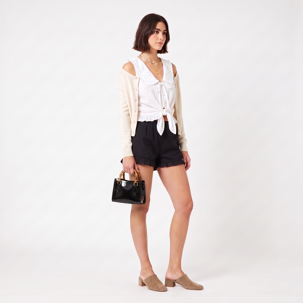 Women's Glossy Jelly Mini Tote Bag, worn by a model