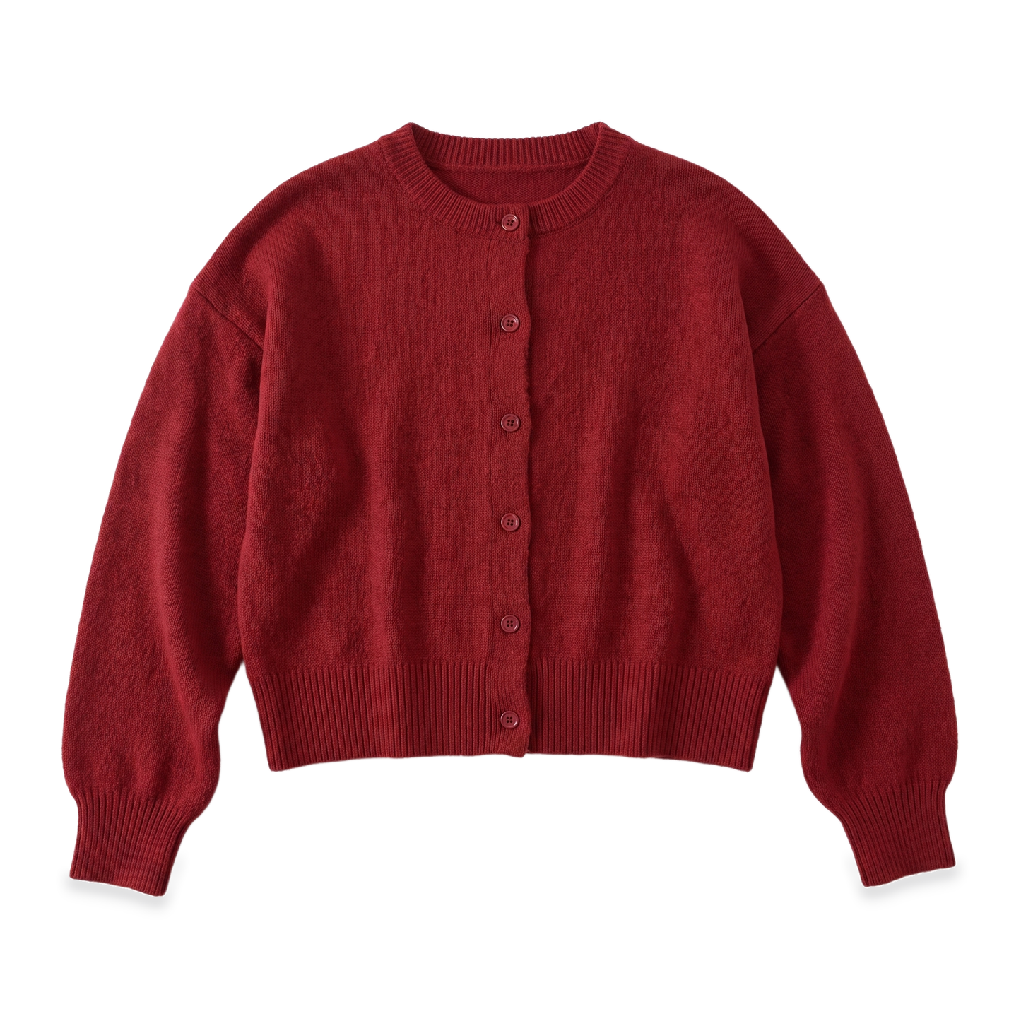 Sunoire wine knit crop cardigan garment flatlay 01