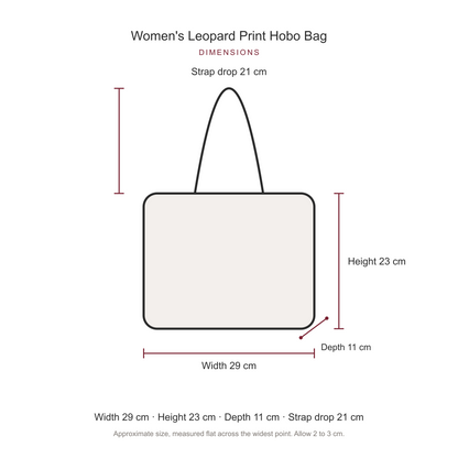 Women's Leopard Print Hobo Bag, dimensions