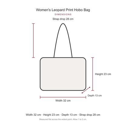 Women's Leopard Print Hobo Bag, dimensions