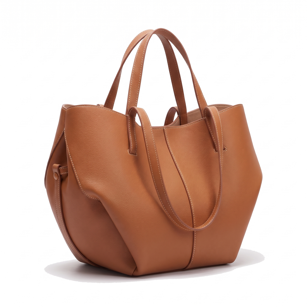 Women's Pebbled Faux Leather Winged Tote Bag, three-quarter view