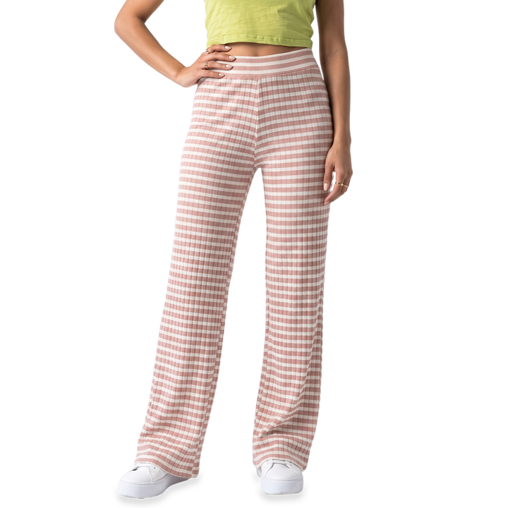 Sunoire teal gingham pleated wide leg pants colorway pink front crop 01