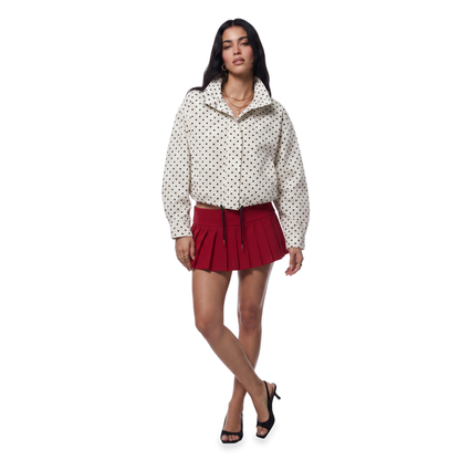 Sunoire ivory polka dot drawstring jacket colorway white front crop 01